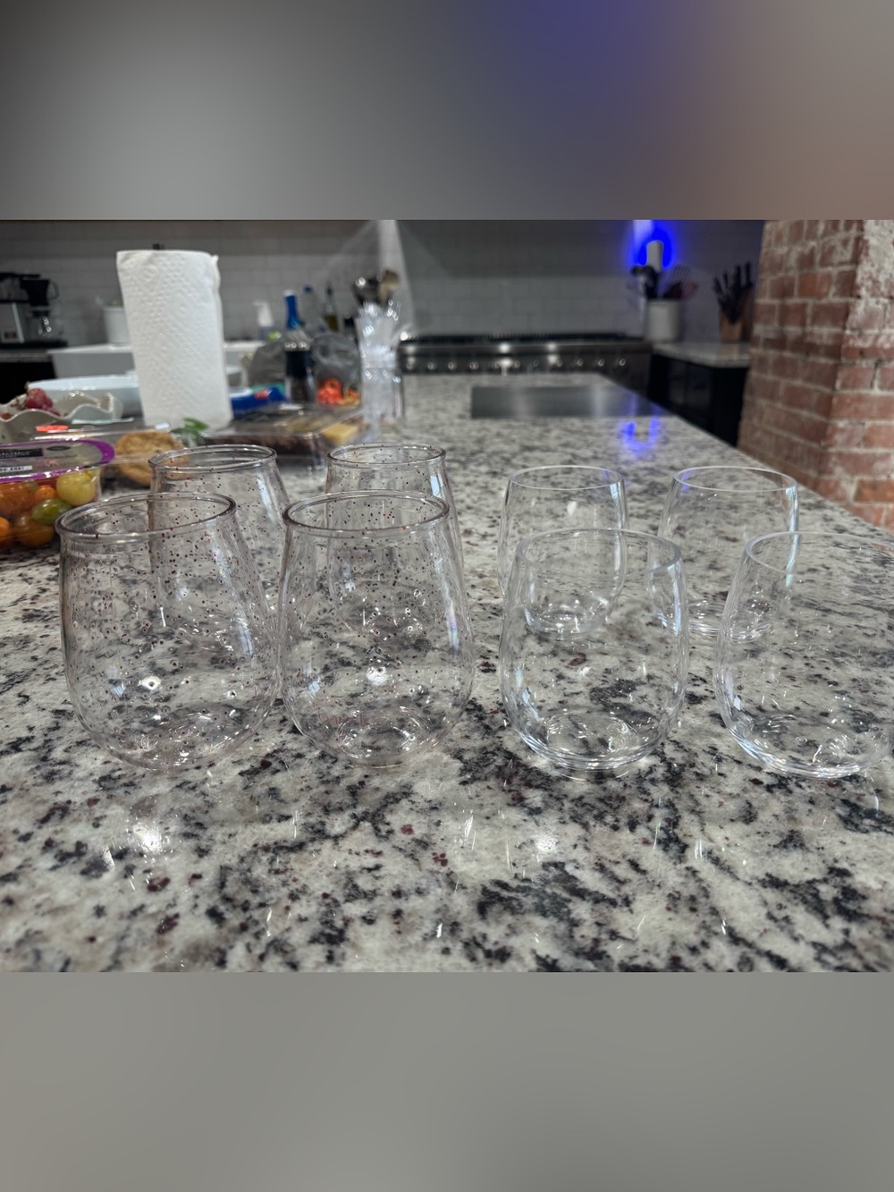 Clear Speckled Stemless Wine Glasses - Set of 8